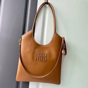 Miu Miu Ivy Suede And Crochet Shoulder Bag